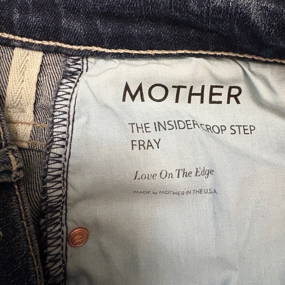 MOTHER Insider Crop Step Fray Blue Denim Jeans Love on the Edge Heart Size 27 - Picture 14 of 16